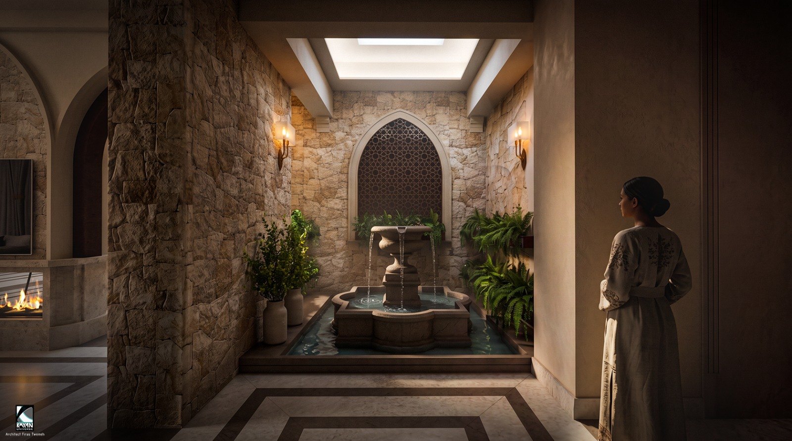 Entrance fountain, Villa Mr. Abdullah Jerashi.